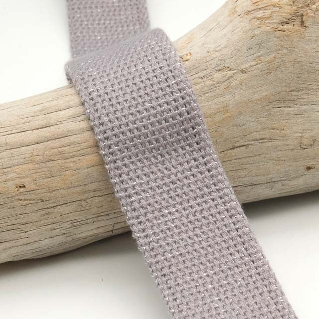 30mm Light Gray Cotton Lurex Ribbon - Maison Klem